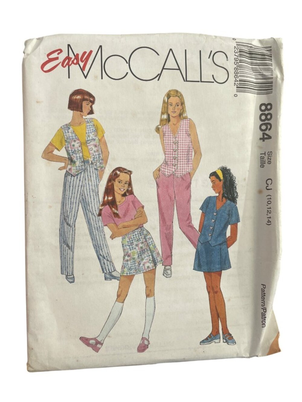 Vintage 90s McCalls 8864 Girls Sewing Pattern Size 10-14 Vest Dress Skirt UNCUT